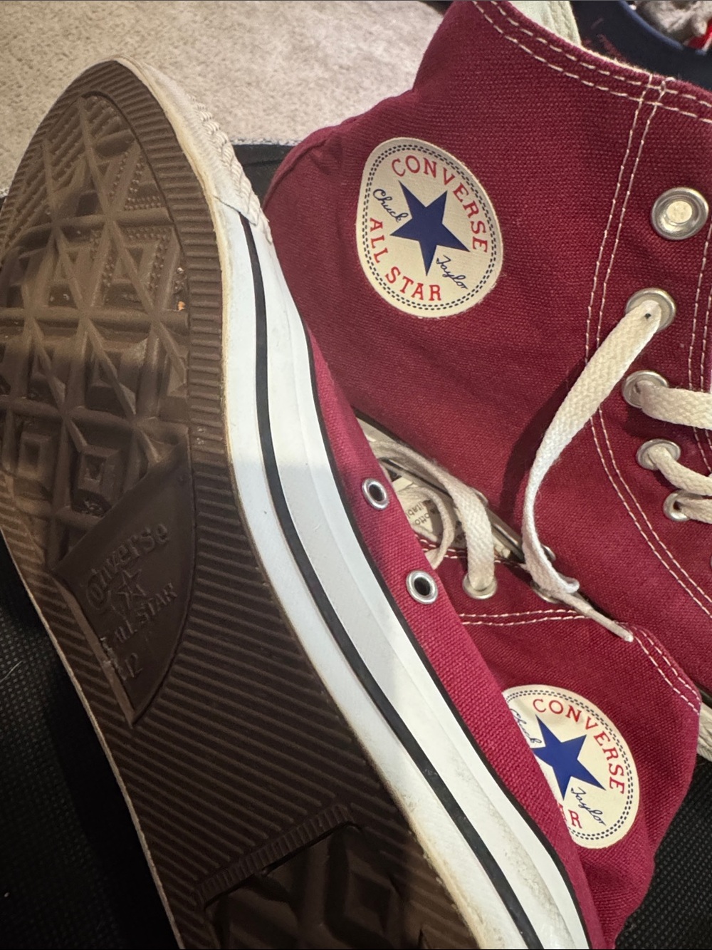 Converse High Top Sneakers - Burgundy and White - Picture 4 of 13